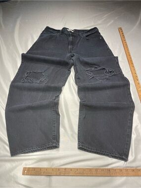Levi’s Baggy Dad Jeans – Washed Black Distressed Wide Leg Denim – W30 L30